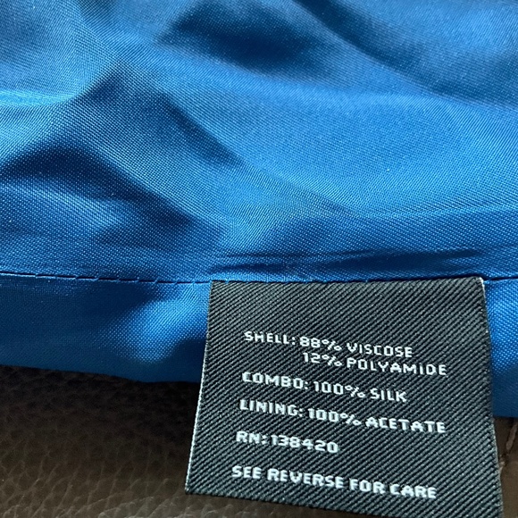 Carlisle Sheer Lace Silk Event Party Top Holiday Elegant Cobalt Blue Black 8 - Picture 7 of 11